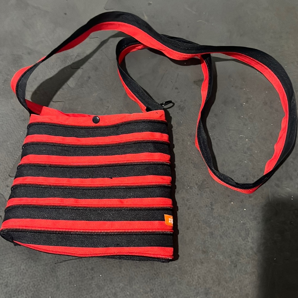 Red and Black zipper purse